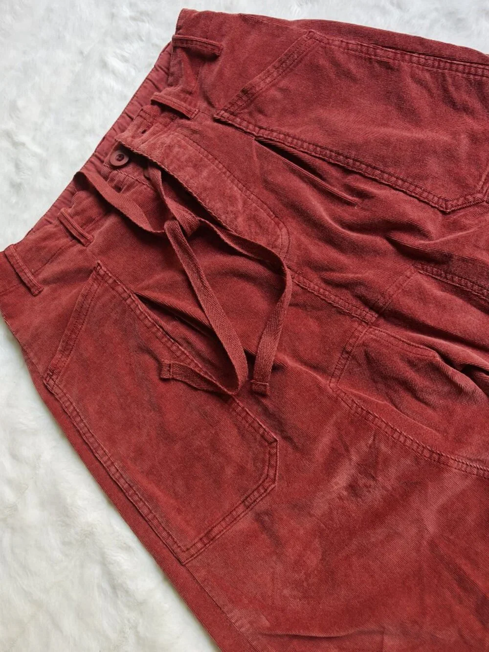 Free People Bay To Breakers Corduroy Cargo Pants XS Russet Red Utility Drawstrin